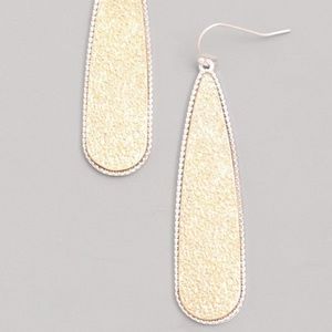 Gold Long Tear Drop Shimmering Ear Rings